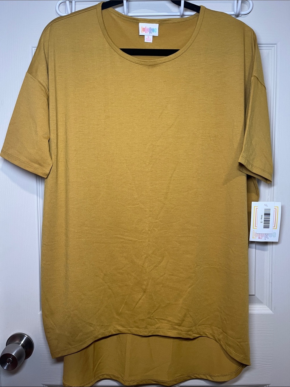 LuLaRoe Women's Mustard Yellow Short Sleeve Irma Tunic